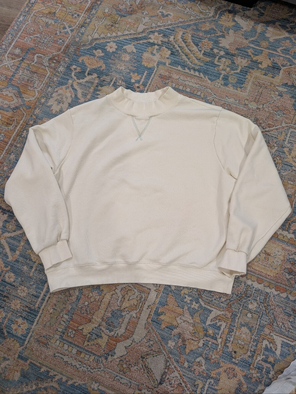 Parke Classic Mockneck Pullover Sweatshirt Cream Size L/XL